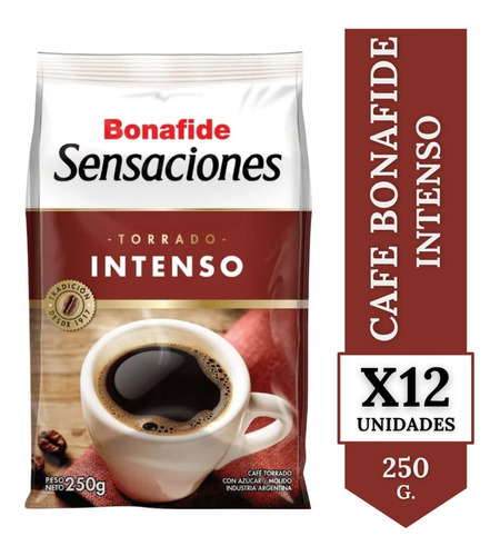 Café Bonafide Sensaciones Torrado Intenso Pack X 12 X 250g.