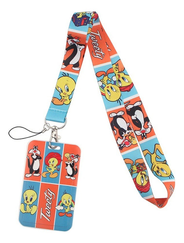 Lanyard Silvestre Y Piolín Con Porta Credencial 