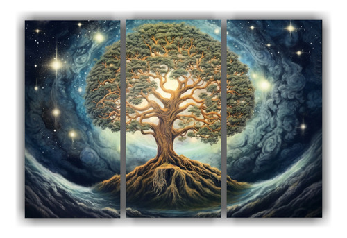 90x60cm Tres Lienzos De Tela Colores Vibrantes Tree Of Life 