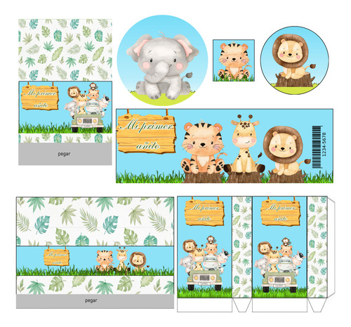 Kit Imprimible Cumpleaños,candy Safari Nene 2 Personalizable