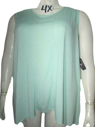 Blusa Verde Menta Casual Sin Manga Talla 4x (46/48) Ava Viv 