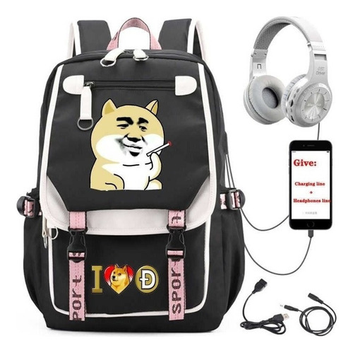 Mochila Escolar De Anime Doges Para Niños Y Niñas