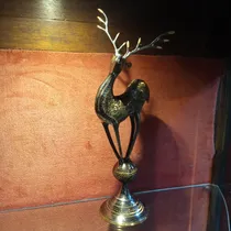 Comprar Figura Antigua Estatuilla De Ciervo Bronce Cincelado Animal Bronce Empabonado