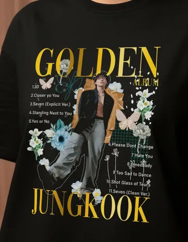 Camiseta Básica Seven Jungkook Bts Golden Unissex | Parcelamento