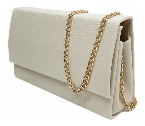 Bolsa Festa Balada Casual Clutch Alça Corrente Cor Creme