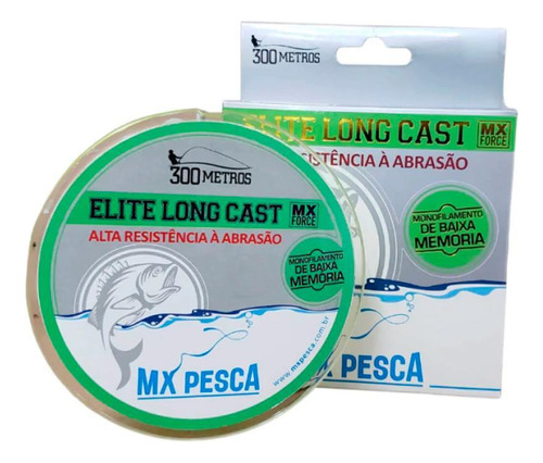 Linha Mx Pesca Mx Elite Long Cast 300m Verde 0,35mm 14,70kg