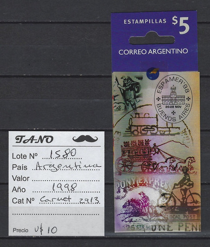 Lote1580 Argentina Carnet #2913 Año 1998 Espamer