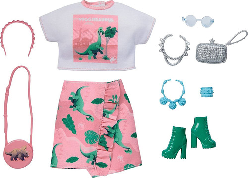 Barbie Fashions Storytelling - Camisa Blanca Con Dinosaurio,