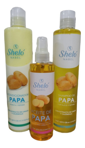 Kit Shampo Acondicionador Y Aceite De Papa Shelo Cabello