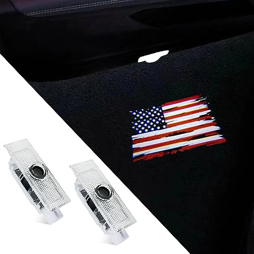 2 Pcs American Flag Car Door Logo Lights Compatible Para Cha