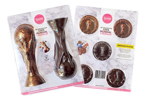 Set Placa Molde Copa Mundial Y Medallas Chocolate Parpen 