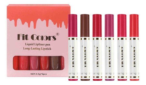 Marcador De Lápiz Labial De 6 Colores, Dos En Uno, Delineado