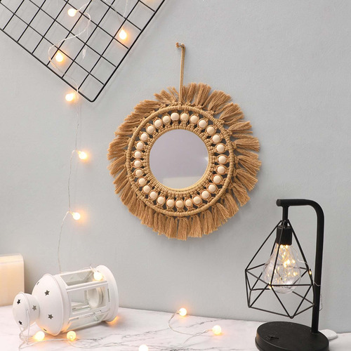 Espelho De Parede Pendurado Tecido À Mão Macrame Estilo C