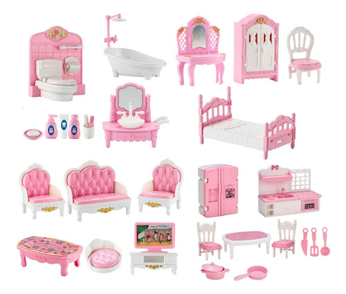 Juego De Muebles Para Casa De Muñecas Con 22 Piezas