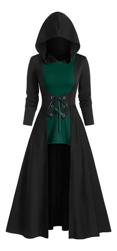 Disfraz Medieval, Vestido Con Cordones, Bata Con Capucha, Capa