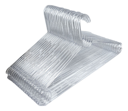 Kit 50 Cabides Acrilico Adulto Reforçado Cor Transparente Paranoia Produtiva