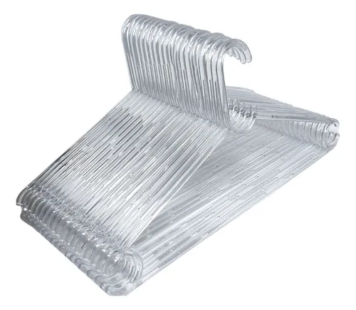 Kit 50 Cabides Acrilico Adulto Reforçado Cor Transparente Paranoia Produtiva