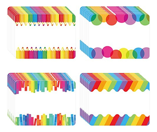 200 Pcs Self Adhesive Name Tag Stickers Palette Rainbow...