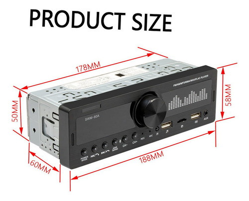 Bluetooth Estéreo Fm Radio Aux Tf Tarjeta U Disco En