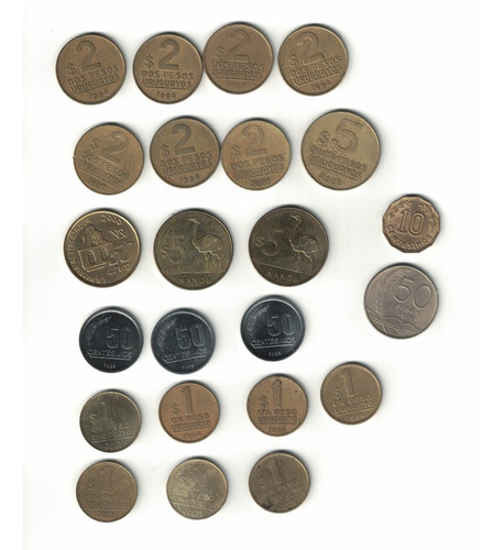 X28 Lote Uruguayos Monedas Años 70 90 Y 00