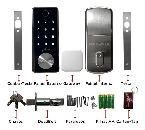 Imagem 5 de 6 de Fechadura Milre 8600 Preta Auxiliar De Embutir Com Gateway