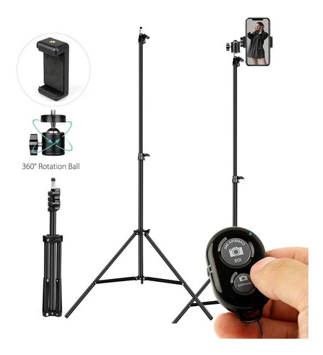 Tripode Bluetooth Para Celular Altura Max 1.70m Multiusos
