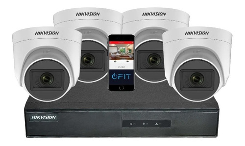 Camara Seguridad Kit Hikvision Dvr 4 Canales + 4 Domo 720p