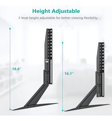 Wali Base Para Tv, Soporte Universal Para Tv De 23 A 42 Pulgadas Hasta 40 Kg, Altura Ajustable Soporte Para Tv Mesa De Pantalla Plana Lcd Led Oled, Soporte Vesa Max 400 X 300mm, Negro (tvs002)