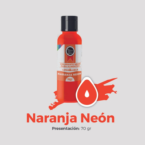 Colorante Liposoluble Naranja Neón 70gr. - g a $361