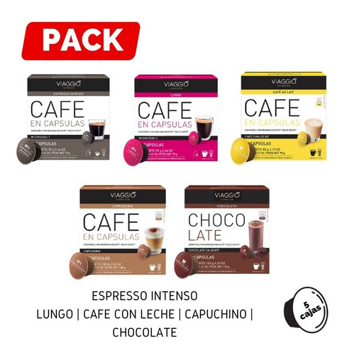 Imagen 1 de 7 de Pack 5 Cajas Café Viaggio Espresso Para Dolce Gusto