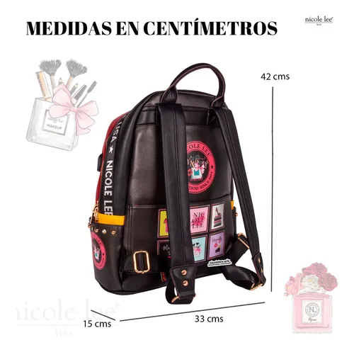 Mochila Nicole Lee Estampada Con Puerto Usb Fw23 Color Amor Fuera Del Cuadro 2 329