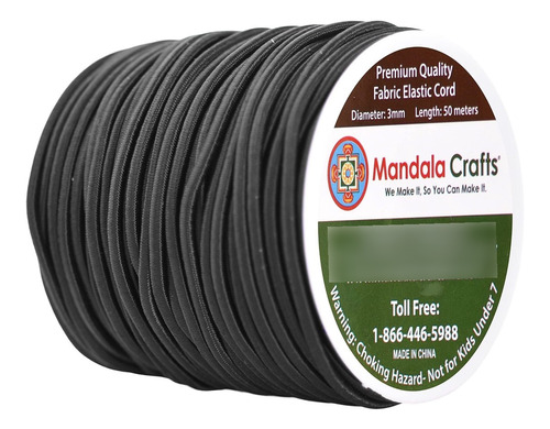 Mandala Crafts Cordon Elastico Redondo Negro 1 8 0.118