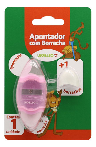 Apontador Com Deposito E Borracha Cores - Leonora Cor Rosa