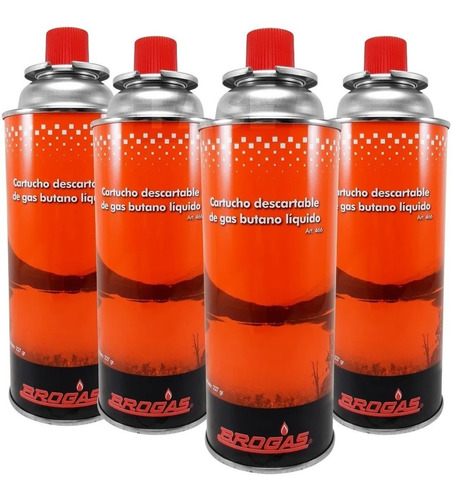 Gas Butano Cartucho Pack 4 Brogas 227gr Anafe Ideal Camping