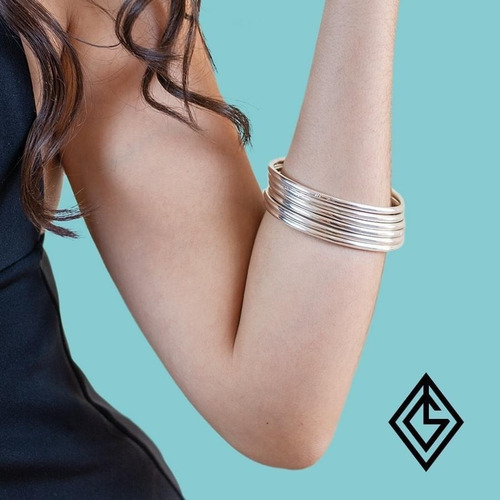Imagen 7 de 10 de Pulsera De Plata .925 Semanario Para Mujer Aro Mediano