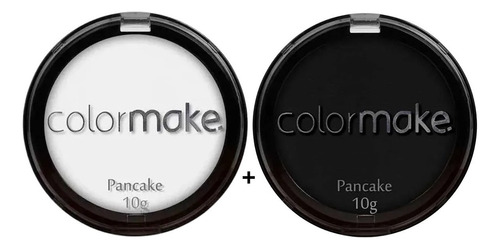 Kit Pancake Pó Colormake 10 Gramas Maquiagem Branco / Preto Tom Kit Pancake Pó Color Make Premium 1 Preto / 1 Branco