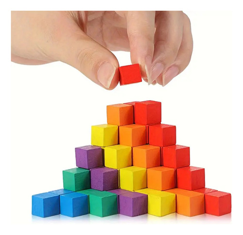Bloques Cubos De Madera 2 Cm De Colores - Material Didáctico