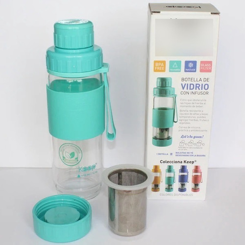 Botella De Vidrio Con Infusor Keep 410ml