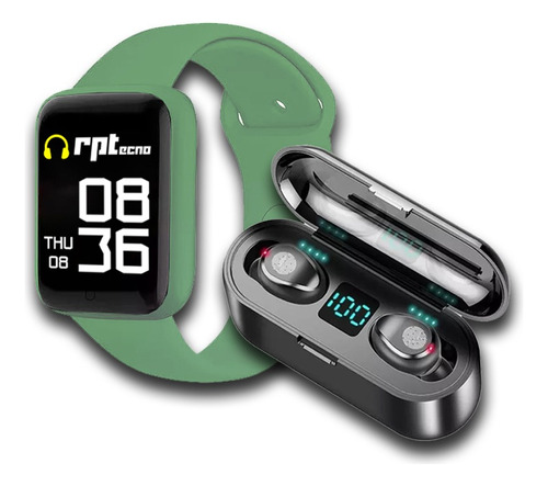 Combo Auricular Bluetooth F9 Powerbank Y Smartwatch D10