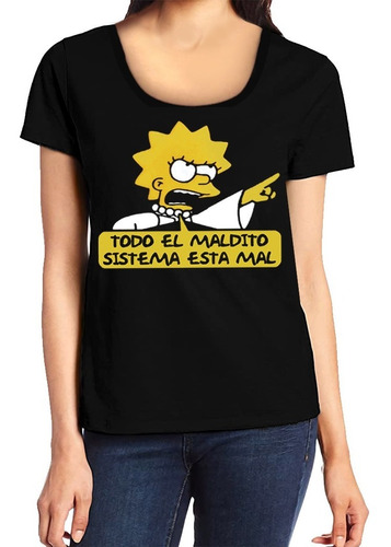Remeras Los Simpsons Mujer Lisa Todo El Sistema Esta Mal
