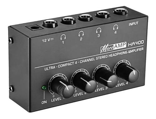 Amplificador De Audífonos 4 Canales Ha400 Powerplay