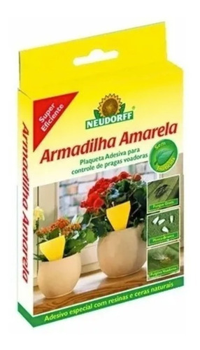 Armadilha Amarela Adesiva 10un Neudorff Placa Controle Praga