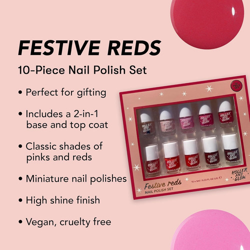 Holler And Glow Reds - Juego De Esmalte De Uñas En Miniatura