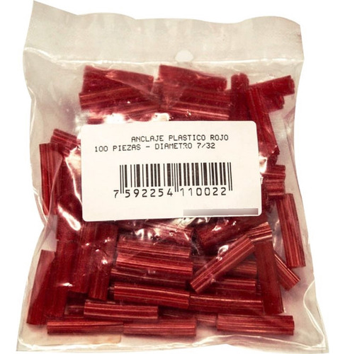 Ramplug Rojo Plástico 7/32 Bolsa 100 Unidades Anclaje Tarugo
