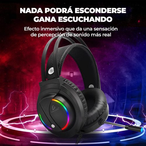 Diadema Audifonos Gamer Rgb Led Colores Ps4 Xbox Pc Laptop Color Negro