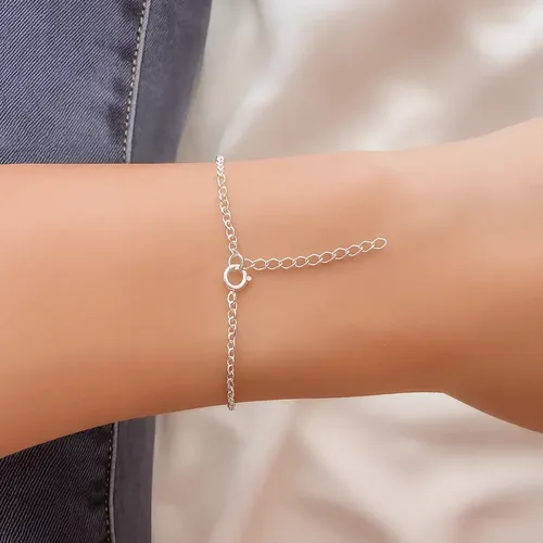 Pulseira Letra I Feminina Prata 925 Com Extensor 18cm