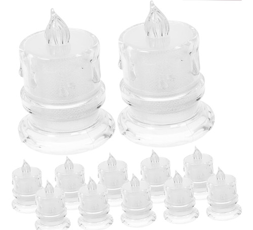 Kit 12 Velas Luz Led Eletrônica Decoração Transparente 9cm