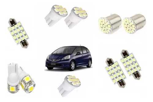 Kit Lampada Led Honda Fit 04/17 Teto Placa Ré P. Mala Pingo