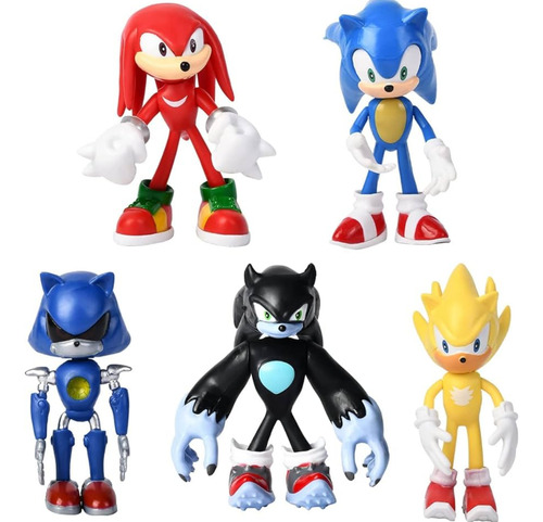 Colección Especial De Miniaturas De Sonic Con 5 Muñecos