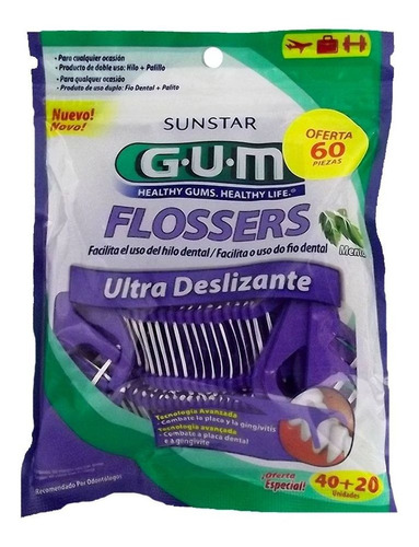 Gum Palillos Dental Ultra Deslizante Paquete 40 Piezas